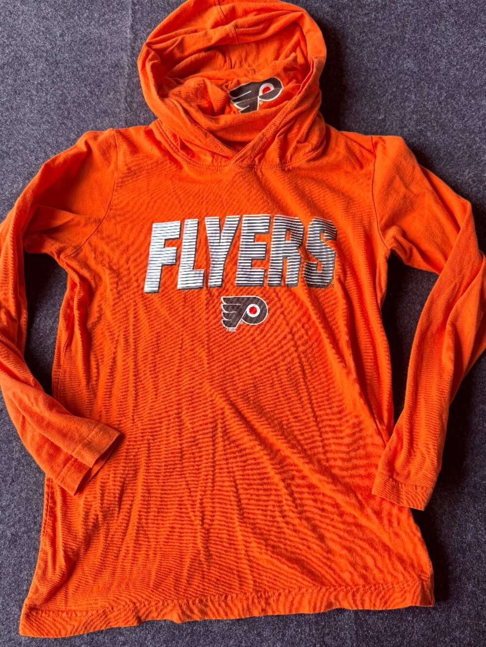 Philadelphia Flyers Hooded Shirt Youth Medium Orange Neck Gaiter NHL